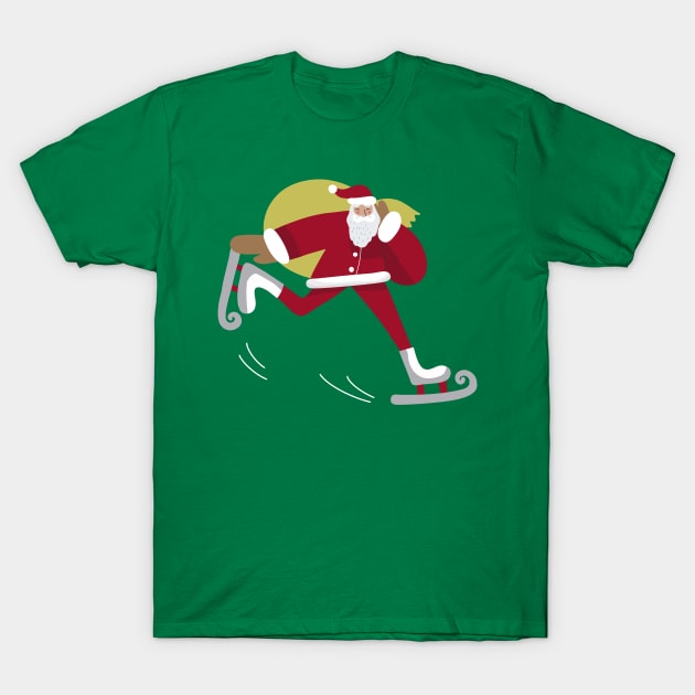 Sport Santa Scating T-Shirt by JunkyDotCom